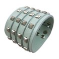 thumbnail image 3 of Bracelet Pyramide à 4 Rangs en Cuir Gris, 3 of 5