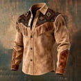 thumbnail image 2 of CONZONE Mens Western Cowboy Buttons Down Shirts Long Sleeve Tassel Shirts for Men Trendy Casual Graphic Lapel Soft Lightweight Tops, 2 of 3