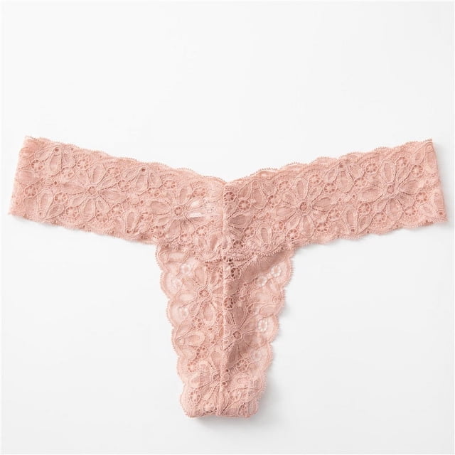 Tanga sexy de encaje de algodón con entrepierna y cintura baja para mujer