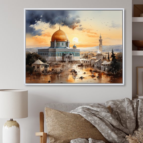 Designart "Dome Of Islam Art wall art I" Islamic Floater Framed Canvas Print