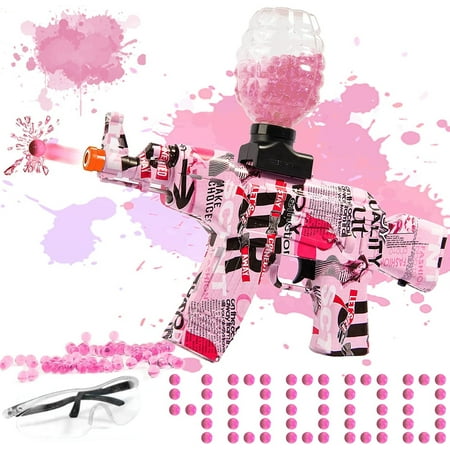 Hitnext Electric with Gel Ball Blaster, Pink Splatter Blaster for Orbeez Automatic, with 40000+ Water Beads and Goggles, for Outdoor Activities - Shooting Team Game, Ages 12+, Pink.