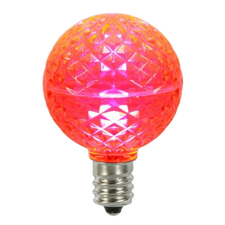 

Vickerman G50 LED Pink Faceted Replacement Bulb E17/C9 Nickel Base .45 Watts Dimmable 10 Bulbs per Pack
