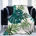 thumbnail image 7 of Green Tropical Plant Watercolor Throw Blanket, Fluffy Soft Cozy Blanket Flannel Plush Microfiber Couch Throw 60"x50", 7 of 7