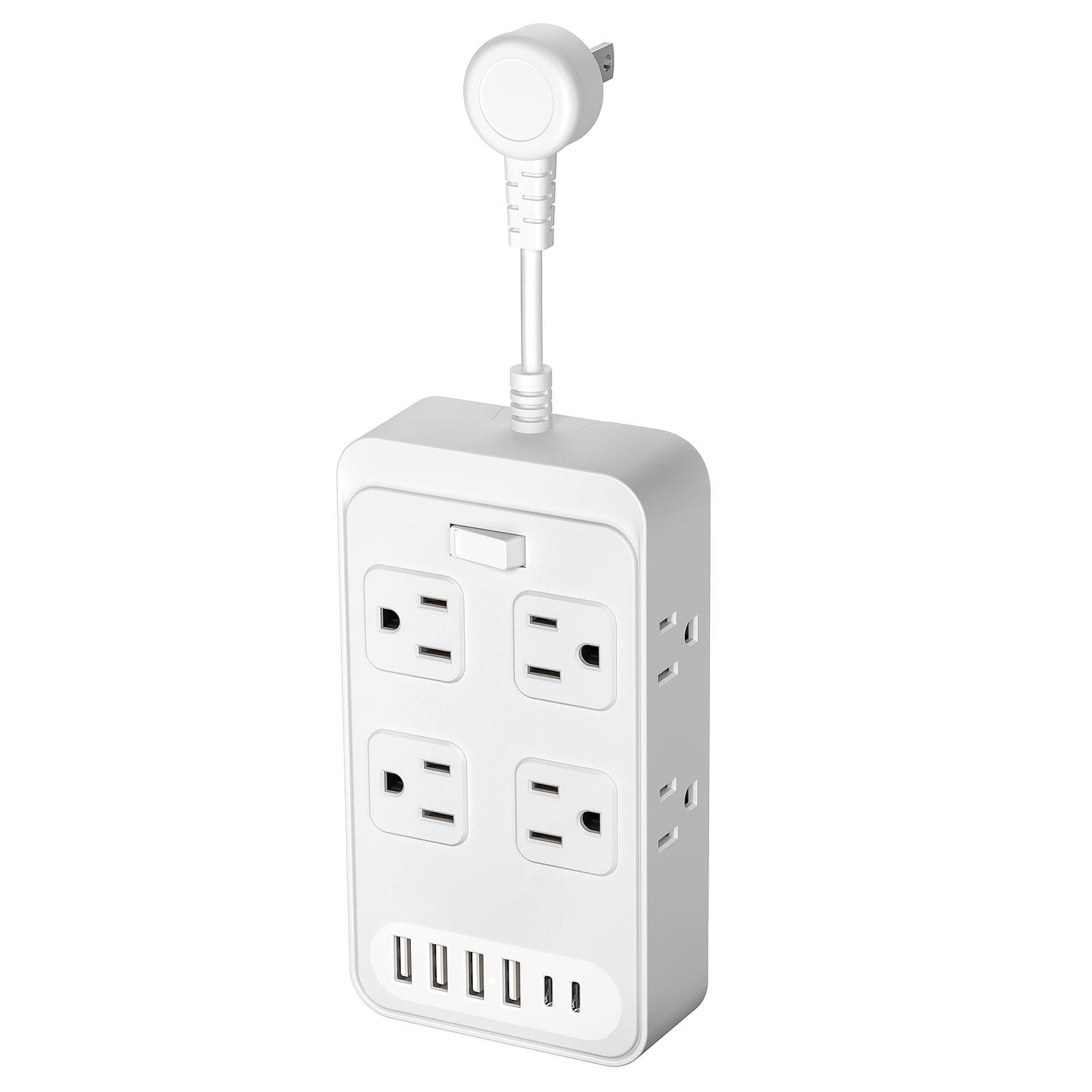 Outlet Extender with Surge Protector, 8 AC Outlets & 6 USB Ports (4A+2C), Short 3-Inch Cord, Compact Charging Station for Home Office Travel
