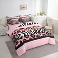 thumbnail image 3 of Feelyou Fashion Zebra Cheetah Print Comforter Set 7pcs, Pink Polkadots Full Bedding Set, 3 of 8