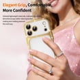 thumbnail image 7 of Dteck For iPhone 13 Pro Plating Cute Wave Frame Case with Luxury Bling Diamonds Sparkly Rhinestone for Women Girls Shockproof Slim Back Protective Phone Case, Gold, 7 of 7