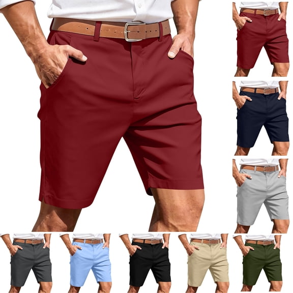 Golf Shorts for Men Stretch with Pockets Flat Front Performance Button Bottoms Summer Casual Classic Fit Lightweight Workout Loose Shorts