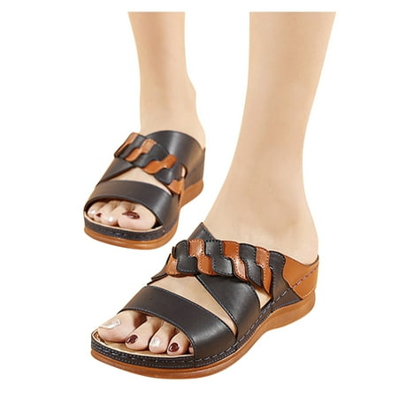 

Aayomet Sandals for Women Slip-On Summer Toe Open Breathable Wedges Splicing Women Shoes Sandals Beach Women s sandals Blue 9.5