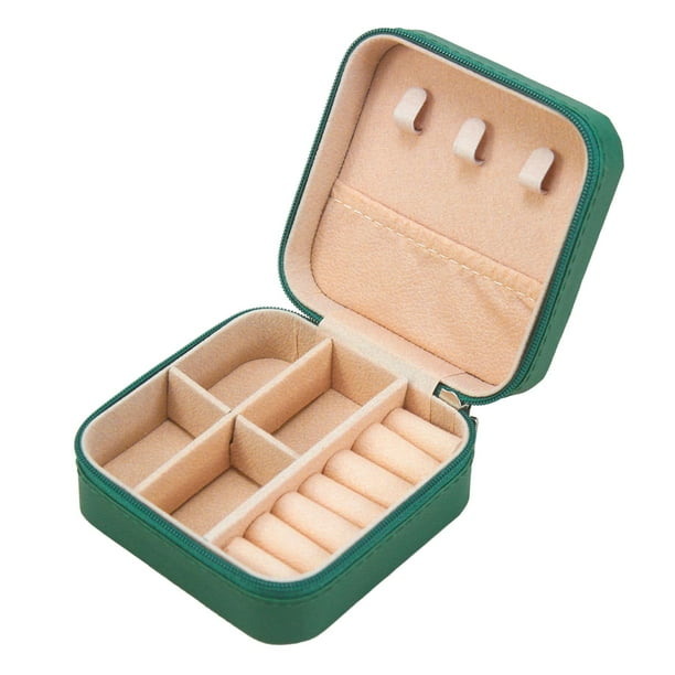 Mini joyero de viaje, organizador para anillos, pendientes, pendientes, cumpleaños y bodas. Verde