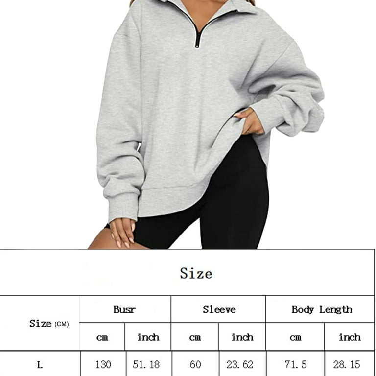 Trendy Queen Womens Oversized Sweatshirts Hoodies Half Zip Pullover Fall  Fashion Outfits - Light grey 