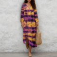 thumbnail image 4 of DISNIMO Women Maxi Dresses Tie Dye Printed Casual Fashion Dress Lightweight V Neck Shift Dress Loose 3/4 Sleeve Dresses, M, 4 of 6