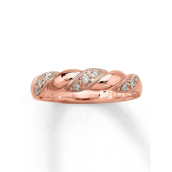Inexpensive Round Diamond Wedding Ring Band in Rose Gold