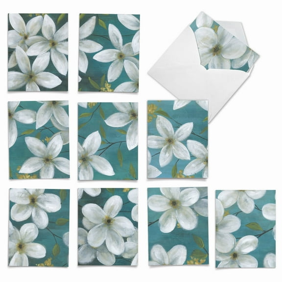 10 All Occasion Blank Note Cards Assorted (4 x 5.12 Inch) - ALL THAT JASMINE