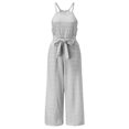 thumbnail image 4 of CHOK Combinaisons pour Femmes Mode Été Décontracté Rayé Imprimé Sans Manches Col Rond Lacets Pantalon Droit Combinaison en Solde Pantalon Bleu L, 4 of 7