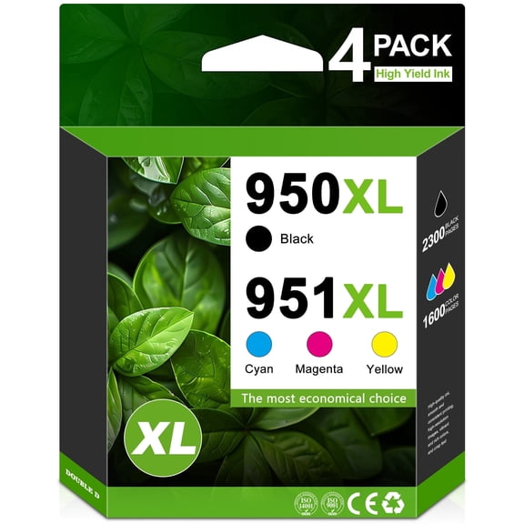 950XL and 951XL Ink Cartridges Compatible for HP950 and 951 Ink Cartridges for Officejet Pro 8100 8600 Printer (4-Pack, Black Cyan Magenta Yellow)