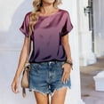 thumbnail image 4 of BOMYJESK T Shirts for Women Crewneck Short Sleeve Stain Workout Tops Dressy Casual Fashion Gradient Blouses 2026 Summer Loose Fit Basic Tees Top Dark Purple XL, 4 of 6