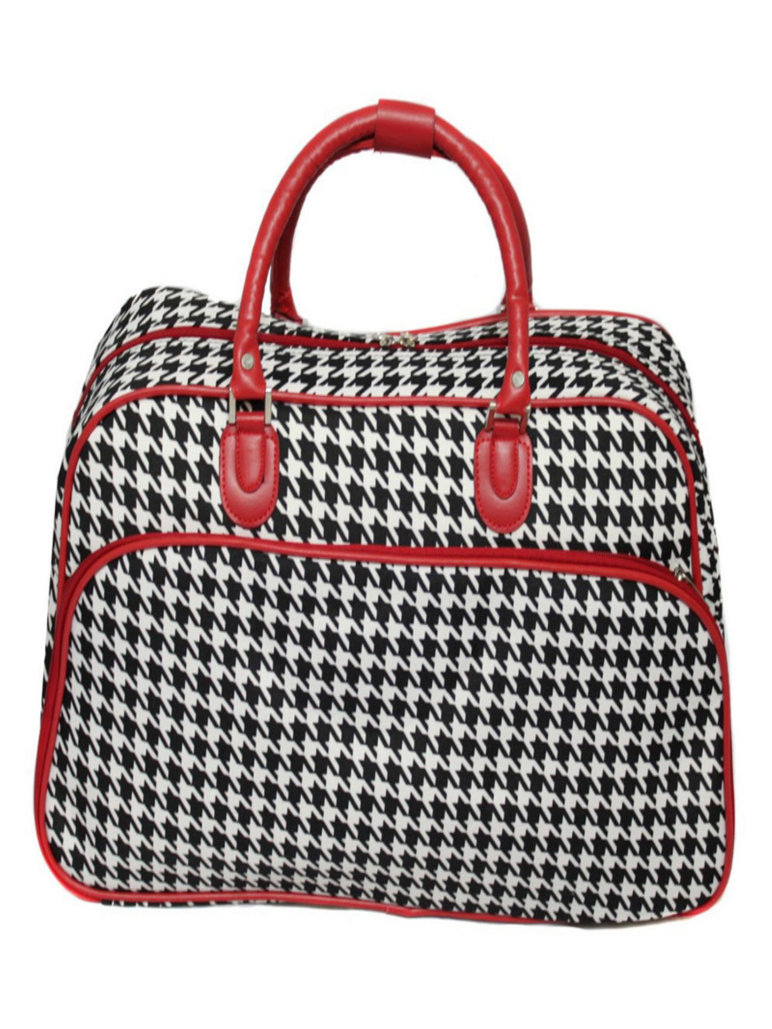 World Traveler 21inch Carryon Duffel Bag Red Trim Houndstooth