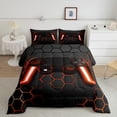 thumbnail image 3 of Feelyou Boys Games Console Full Size Comforter Sets, Mystic Orange Honeycomb Bedding Comforter Set, Cartoon Gamepad Theme Reversible Bedding Sets, Breathable Home Decor, 3 Pieces, 3 of 9