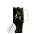thumbnail image 2 of Luxury Black Gold Marble 40 oz Tumbler with Handle and Straw Lid Vacuum Insulated Cup Leak-Proof for Water Iced Tea Coffee, 2 of 9