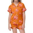 thumbnail image 4 of Kids Girls 67 Pajama Button Short Sleeve Shorts Two Piece Silk Sleepwear Children Valentine's Day Nightwear Outfit for Kids Cozy Loungewear, 4 of 6
