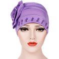 thumbnail image 2 of Bangcool Turban Cap Solid Color Beaded Adjustable Headscarf Hat Head Wrap Cap for Women, 2 of 6