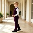 thumbnail image 3 of Odeerbi Toddler Boys 4-Piece Formal Suit Set Velvet Waistcoat, Long Sleeve Shirt with Bow Tie, Dress Pants Party Wedding Outfit, 3 of 9