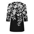 thumbnail image 4 of Womens Tops Dressy Striped Print Shirt Casual Zip Up Mock Neck Tops 3/4 Sleeve Loose Fit Tshirt Summer Casual Blouses for Women, 4 of 5