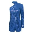thumbnail image 3 of YONGHS Women's Sequin Romper Sparkly One Piece Halter One Shoulder Jumpsuit Disco Party Outfit Royal Blue XXL, 3 of 7