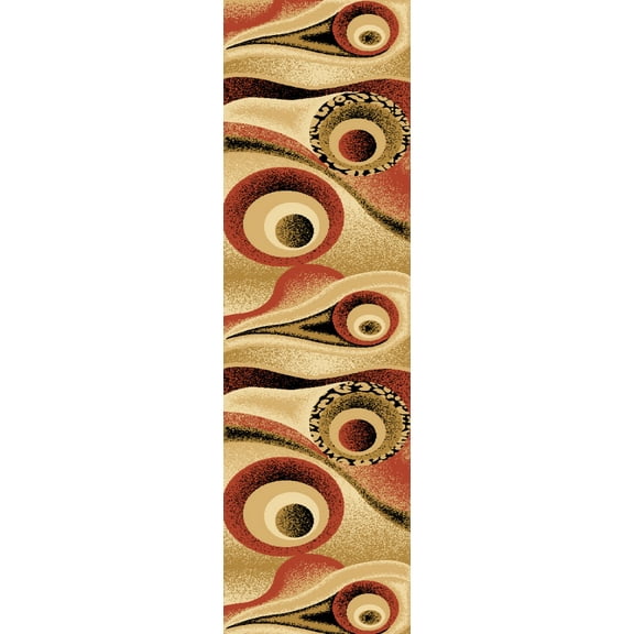 PREMIUM 3D Hand Carved Modern 2x7 2x8 Runner Rug Contemporary 1504 Orange Beige