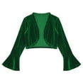thumbnail image 3 of YONGHS Kids Girls Velvet Cardigan Bolero Open Front Long Sleeve Shrug Shawl Cover Up for Dress Green 4, 3 of 5