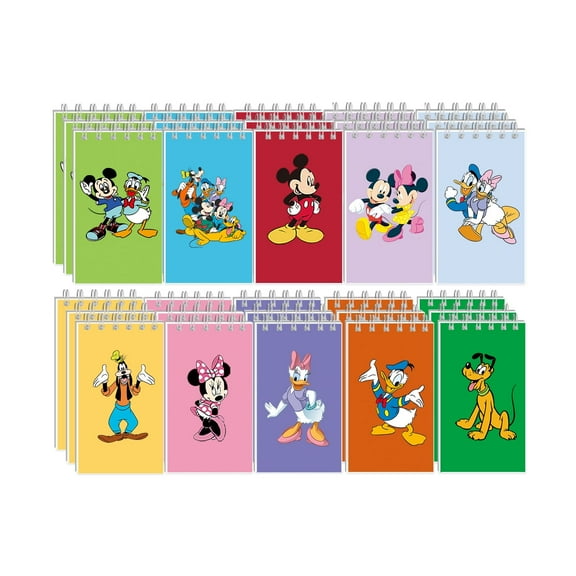 20 Pieces Minnie Mickey Mini Notepads Multicolor Style Pocket Notebook Coil Gift Set Anime Theme Suitable for Birthday Office Party Gifts, 10 Styles