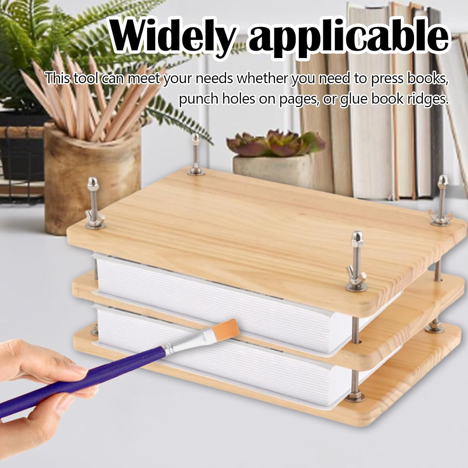3Press Boards Wooden Book Press, 30 x 20 cm Book Press, Multifunctional Manual Sturdy Bookbinding Tool, Practical Bookbinding Accessories, DIY Bookbinding Labels, Wood Shape Factor
