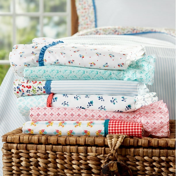 The Pioneer Woman 4 Piece 300 Thread Count Multi color Printed Cotton Bed Sheet Set Queen Walmart Business Supplies