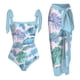 thumbnail image 1 of MKLEKYY Trajes De Baño Mujer 2 Piezas Women 1 Piece Swimwear+1 Piece Cover Up Two Piece Vintage Print Swimsuit Monokini Bikini 2 Piece Swimsuits Two Piece Tankini Set 1607, 1 of 4