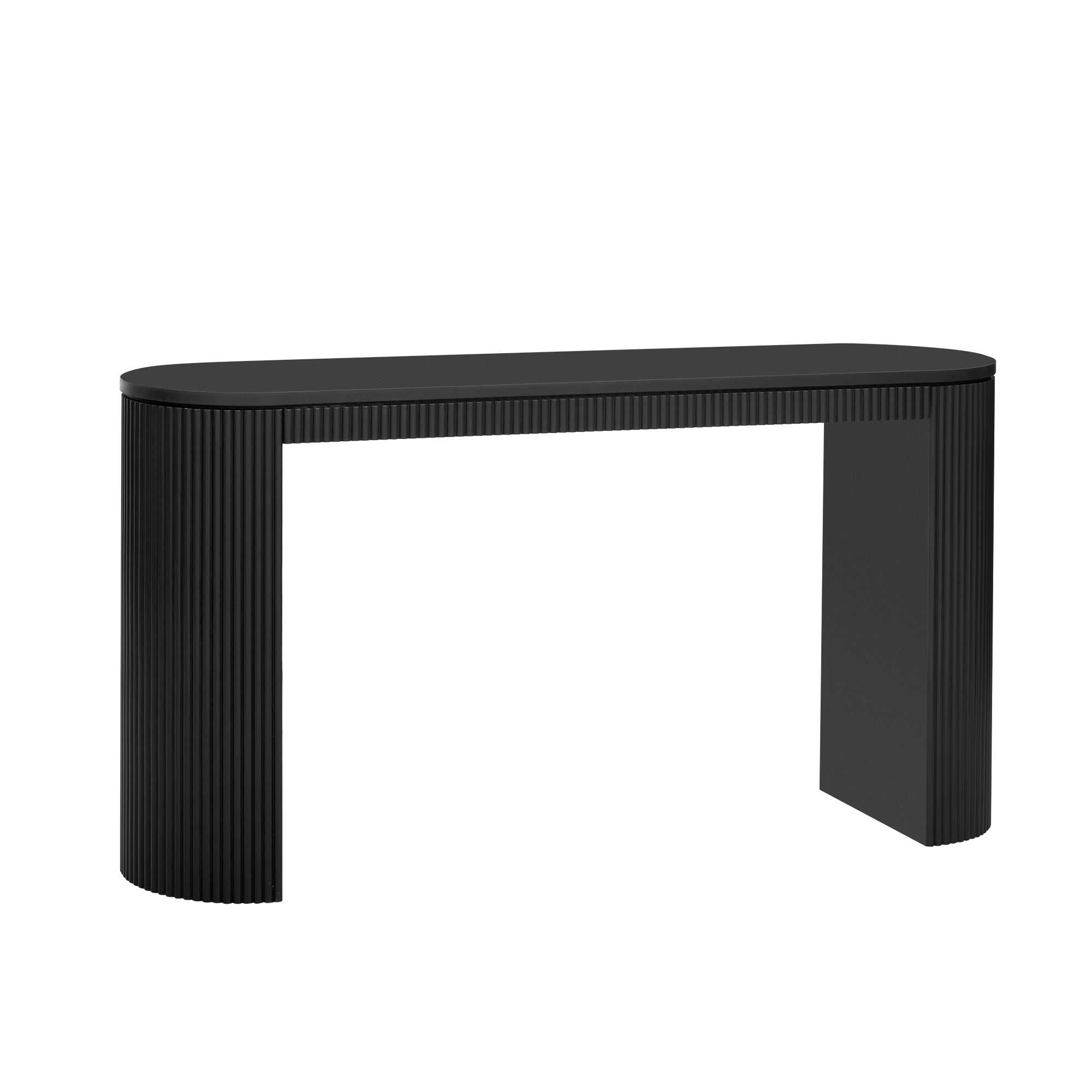 Harper & Bright Designs Modern Fluted Console Table Curved Sofa Table Narrow Entryway Table with Vertical Stripe for Entrance Hallway Living Room, Black
