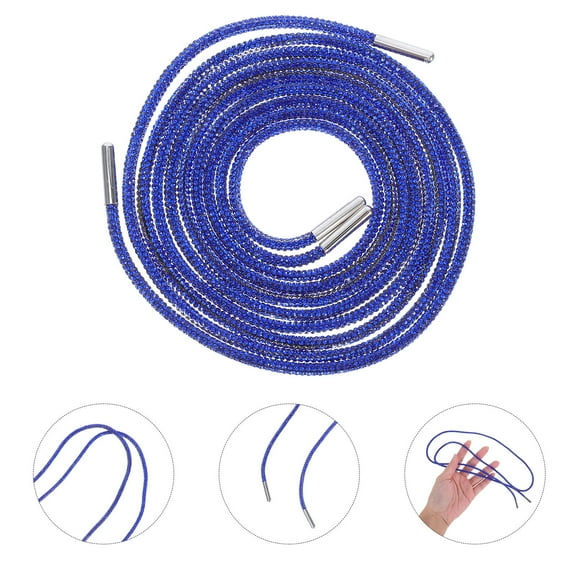 SEWCHICS Dark Blue Rhinestone Shoe Laces for Sneakers Sparkly Crystal Rope Unique Design for Casual and Athletic Use