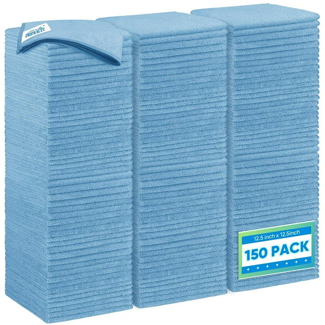Paquete de 150 toallas HOMEXCEL de microfibra azul, 32 x 32 cm