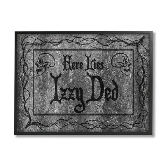 Stupell Industries Here Lies Izzy Ded Gravestone Graphic Art Black Framed Art Print Wall Art, Design by Lil' Rue