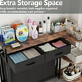 thumbnail image 4 of L Shaped Laundry Hamper, Mobile Laundry Sorter with Large Desktop, 2 Drawers and 3-Tier Storage Shelf, 3 Pull-Out Laundry Bags with 4 Universal Wheels, Multifunctional Laundry Organizer, 4 of 9