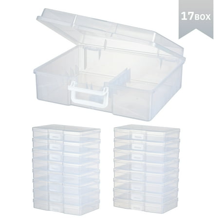 Novelinks 16 Transparent Photo Storage Boxes For 4X6 Inch Pictures Photo Box Sticker Organizer,Clear