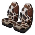 thumbnail image 4 of Garronmavis Fuzzy Car Seat Covers Brown Cow Patterns 2 Piece Vehicle Seat Car Seats Covers Fit Most Cars Cozy Car Seat Cover Cushion, 4 of 7