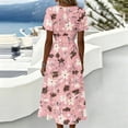 thumbnail image 7 of Summer Dresses for Women 2026 Short Sleeve Wrap V-Neck Modest Dresses Elastic High Waist A-Line Casual Party Work Dress, 7 of 7