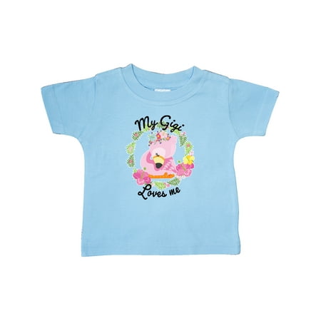 

Inktastic Baby Flamingo My Gigi Loves Me with Flower Wreath Gift Baby Boy or Baby Girl T-Shirt