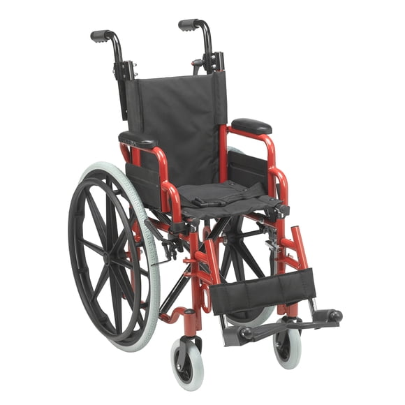 Inspirado en la silla de ruedas pediátrica Wallaby Drive WB1200-2GFR con brazos abatibles, color rojo camión de bomberos