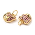thumbnail image 3 of 10pc Brass Pendants with Cubic Zirconia Lead Free & Cadmium Free Bear Charms Real 18K Gold Plated Mixed Color 12.5x12x5mm Hole: 4mm, 3 of 3
