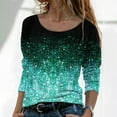 thumbnail image 2 of Odeerbi Shirts for Women Round Neck Printing Recreational Long Sleeve Tops Green, 2 of 8