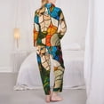 thumbnail image 3 of Bingfone Womens Pajama Sets Stained Glass Cat Art Print,Long Sleeve Loungewear Pajamas Set-Medium, 3 of 8