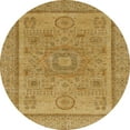 thumbnail image 1 of Ahgly Company Machine Washable Indoor Round Abstract Yellow Area Rugs, 7' Round, 1 of 7