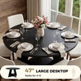 thumbnail image 6 of Hawsaiy 5 Piece Round Dining Table Set for 4, 47.3" Kitchen Dining Table with Storage Shelf & 4 PU Leather Dining Chairs, Modern Kitchen Table Set with Crossed Metal Legs, 6 of 11