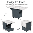 thumbnail image 4 of 39.4" Wood Folding Dining Table with 4 Wheels, Wood Folding End Table with Wheels, Folding Dining Table with Storage Rack and 1 Drawers, Movable Kitchen Table Extendable Versatile Table Space Saving, 4 of 8
